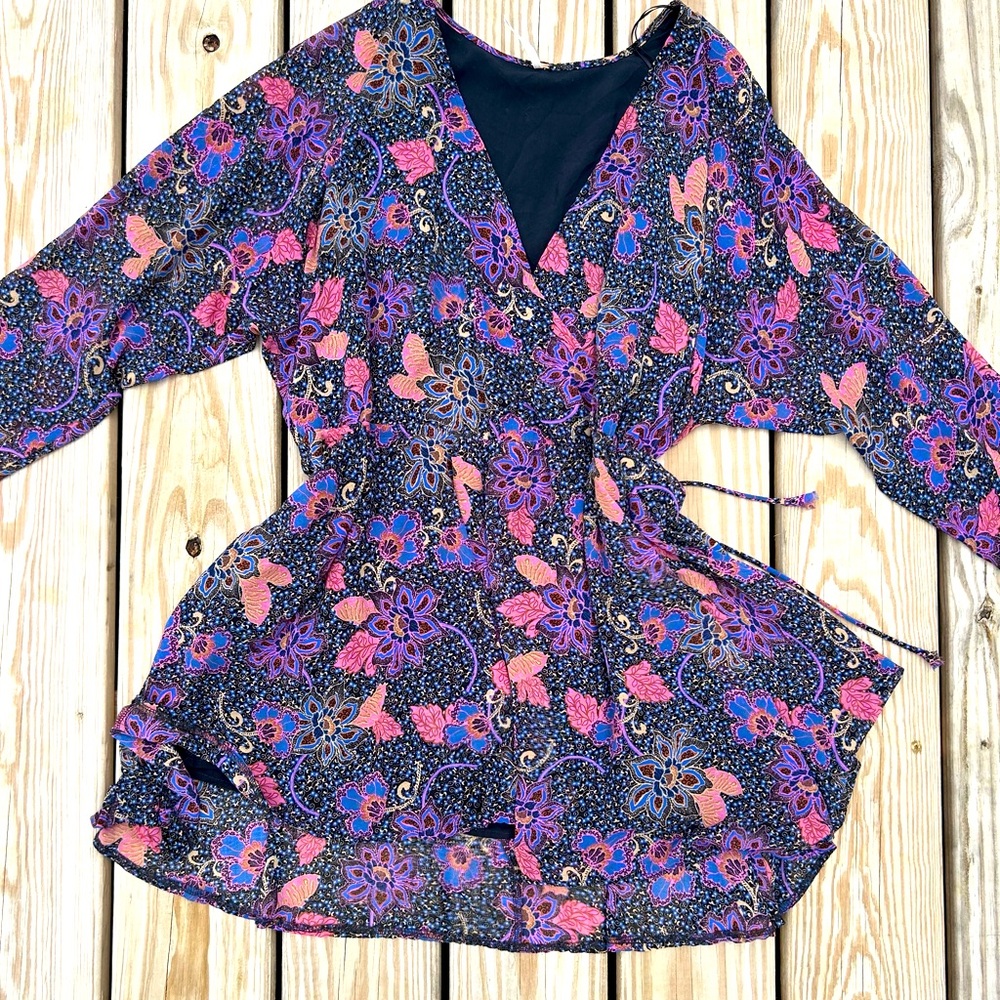 Free People Teegan Mini Dress‎ in Twilight Combo  Size S MSRP $128